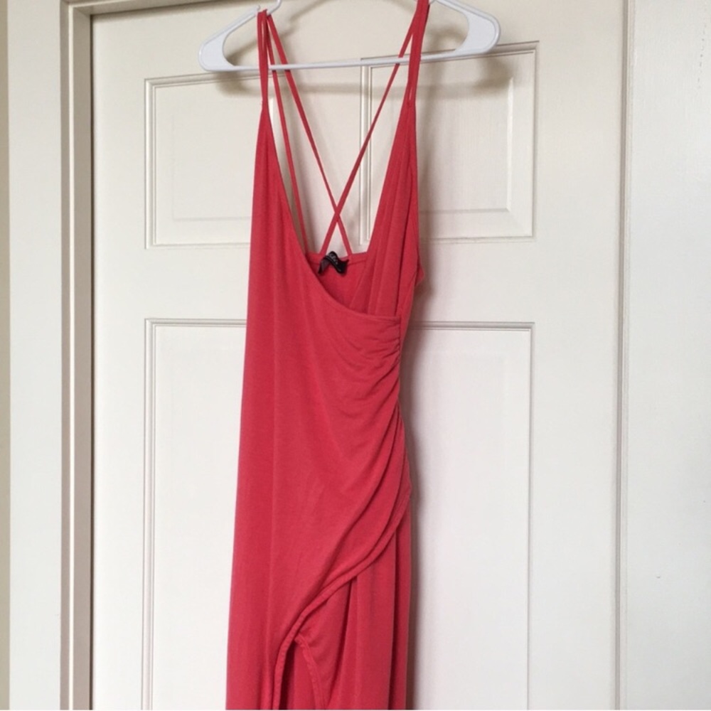Lulus coral wrap maxi dress